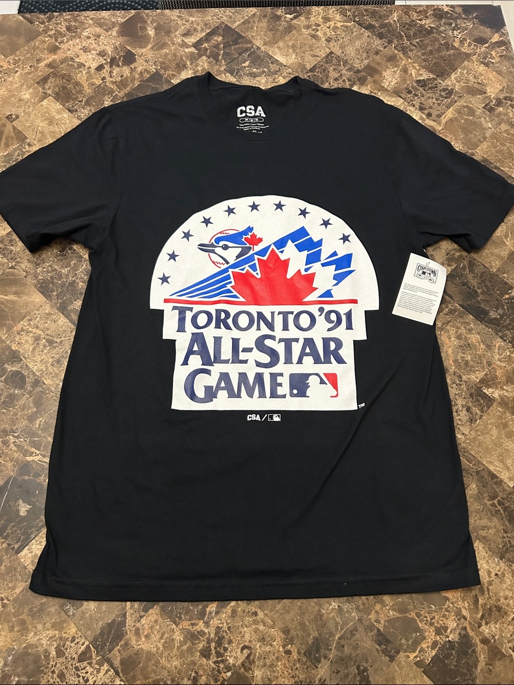 NWT 🆕 CSA Men’s Blue Jays Toronto '91 All-Star Game Black Graphic T-Shirt size M